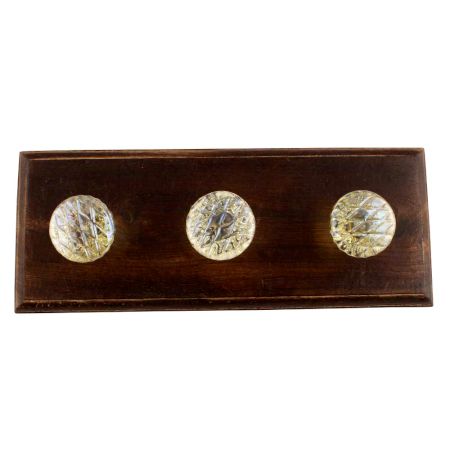 Golden Hue Glass Cut Oval Shape Wooden Hooks